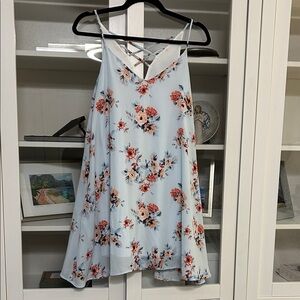 Adrienne Light Blue Floral Mini Dress